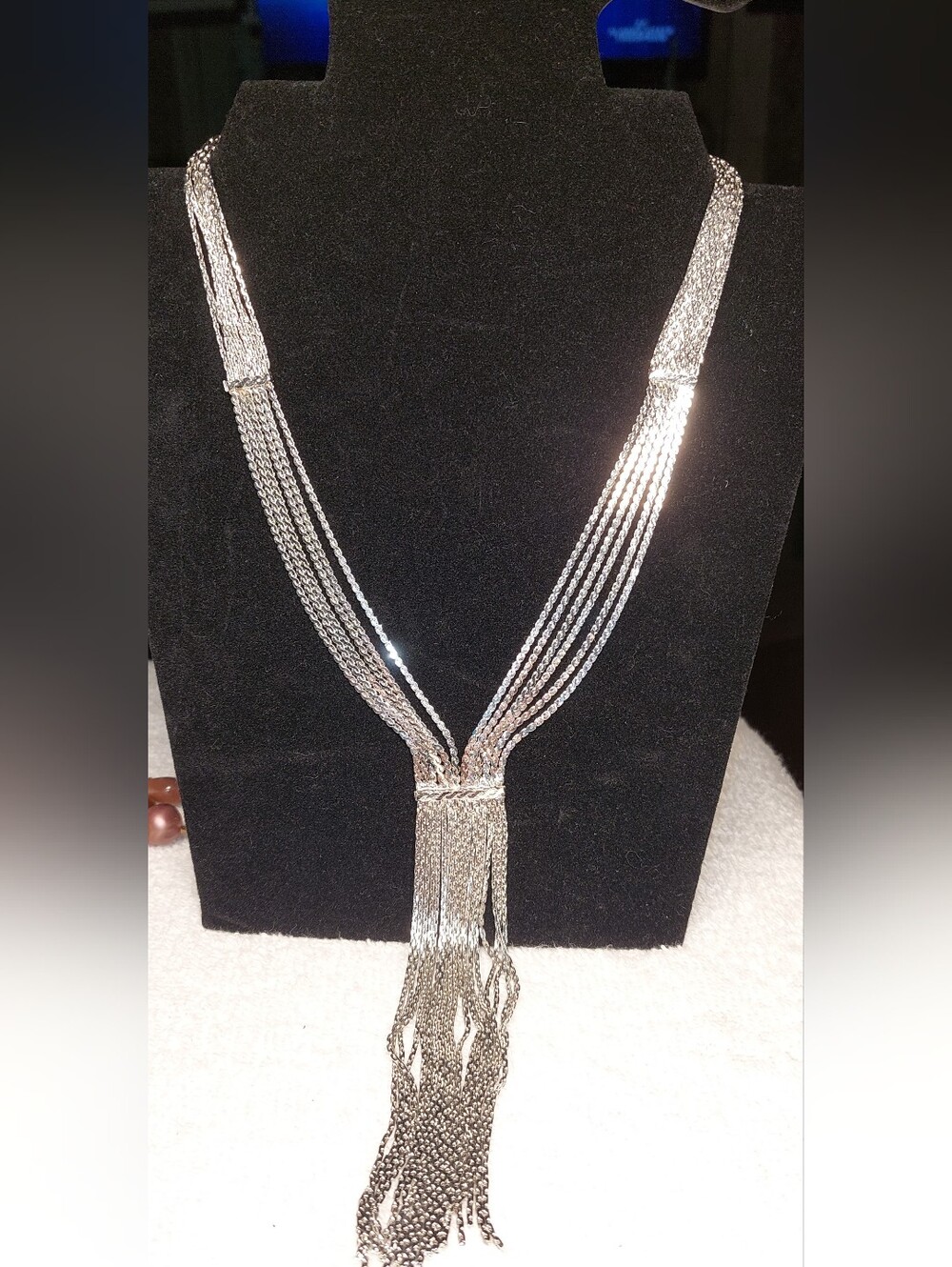 Vintage Silver Multi-Strand Y Tassel Necklace